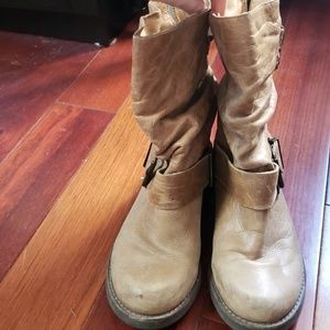 Camel leather boots